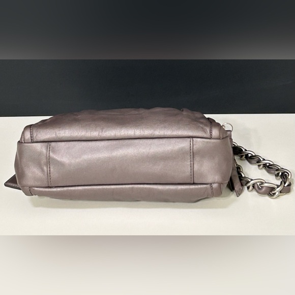 COACH Parker Smooth Leather Kiss Lock Shoulder Bag in Gray - Picture 5 of 9